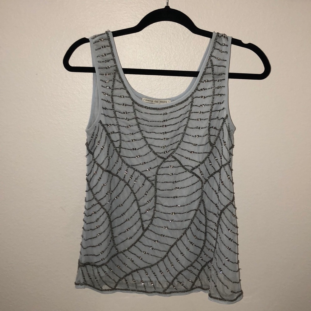 Light blue sequin detail top